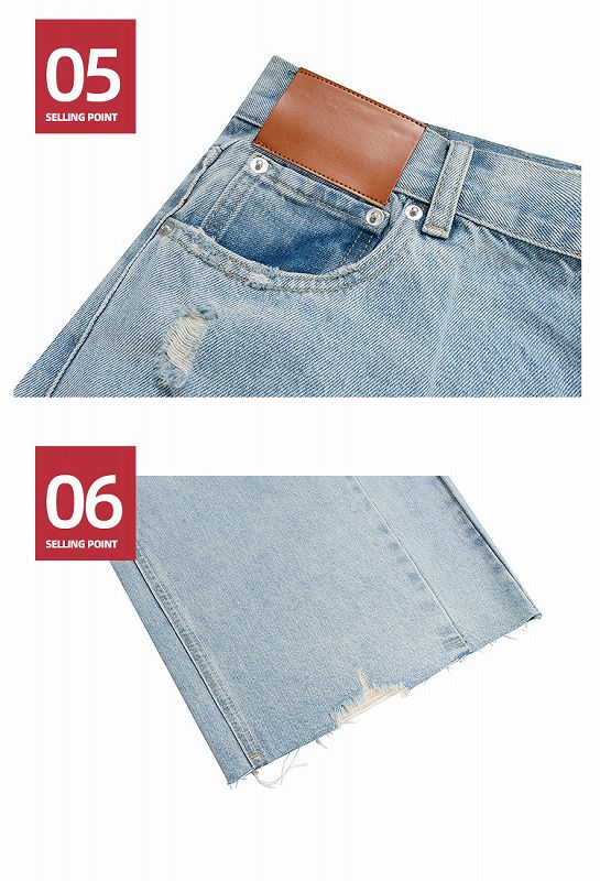 メンズ ダメージ加工 デニム パンツ 男女兼用 ストリート系 ボトムス 春秋 2026新作★