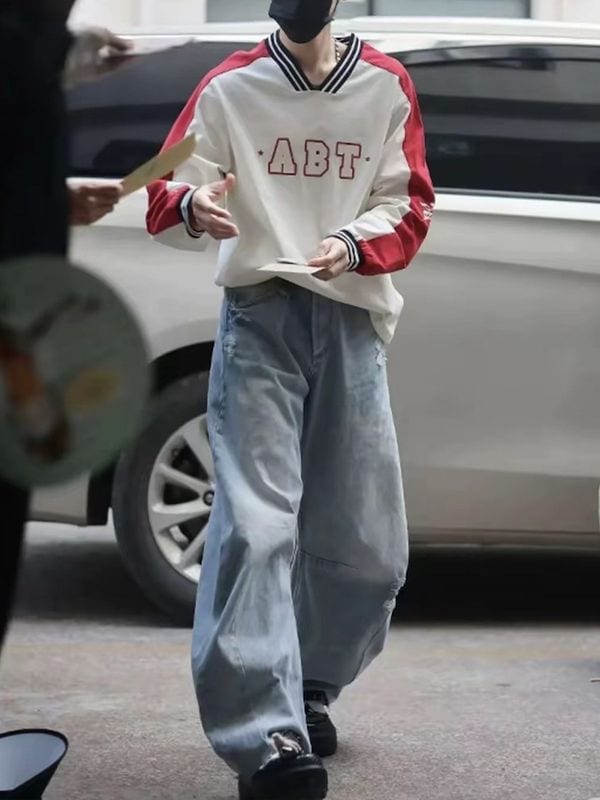 メンズ ダメージ加工 デニム パンツ 男女兼用 ストリート系 ボトムス 春秋 2026新作★