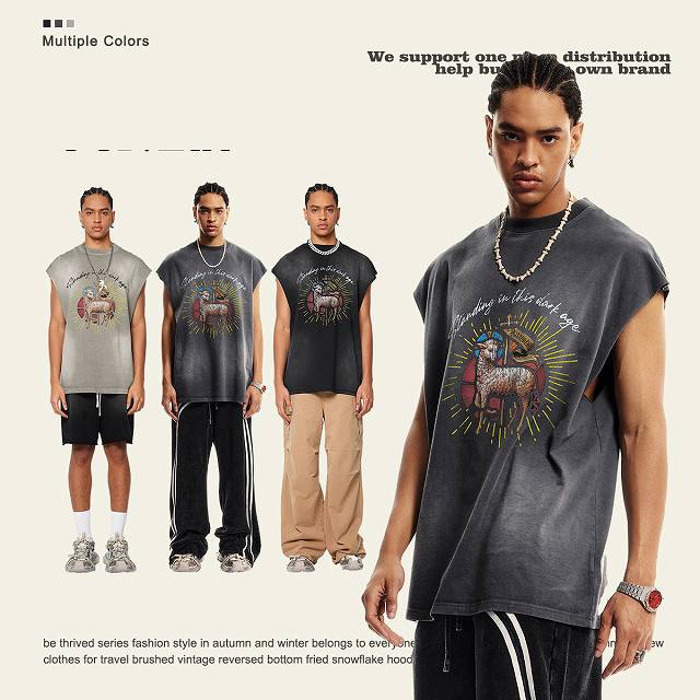 メンズファッション ビンテージ風 タンクトップ 男女兼用 ノースリーブ