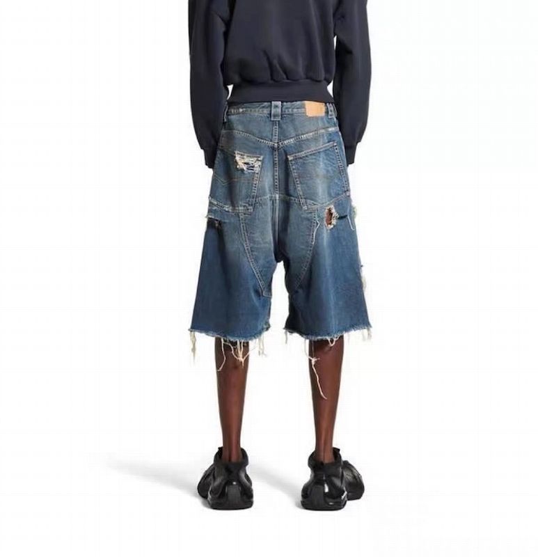 メンズ ダメージ加工 デニム ショートパンツ 男女兼用 ストリート系