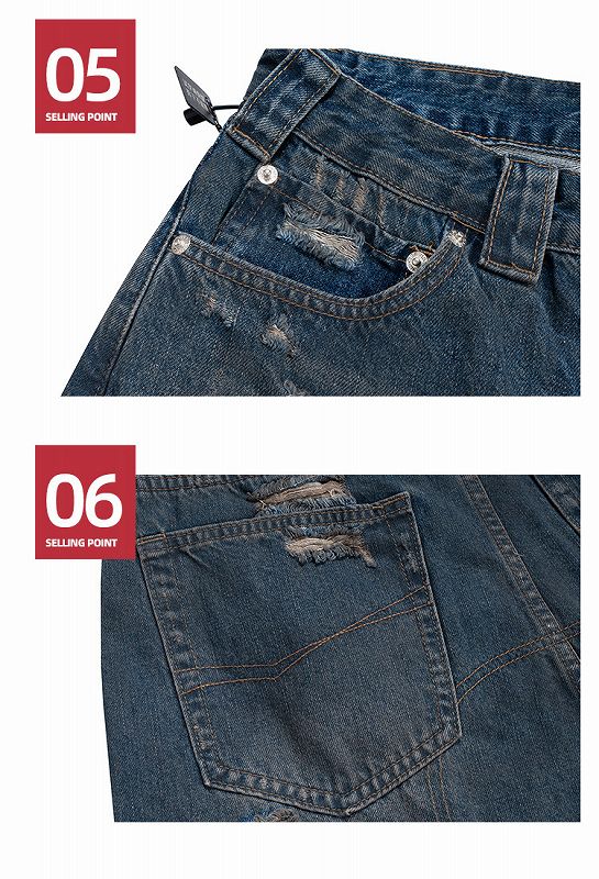 メンズ ダメージ加工 デニム ショートパンツ 男女兼用 ストリート系 ボトムス 春夏 2026新作★