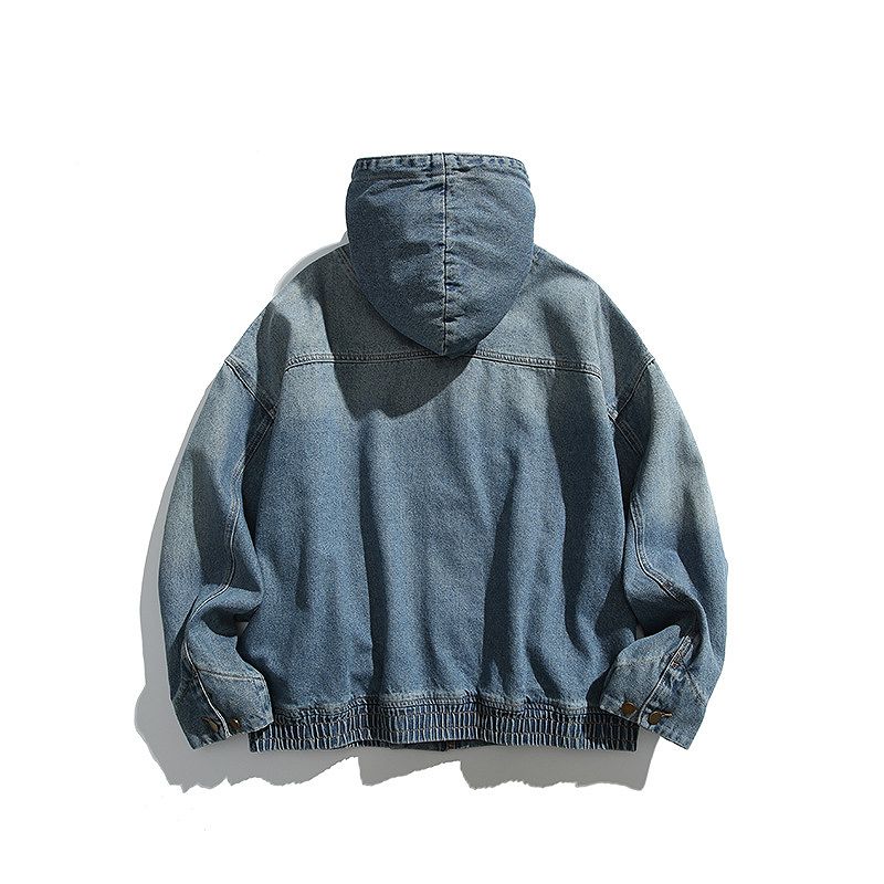 メンズ フード付き デニム ジャケット 男女兼用 ストリート系 アウター  春秋 2026新作★