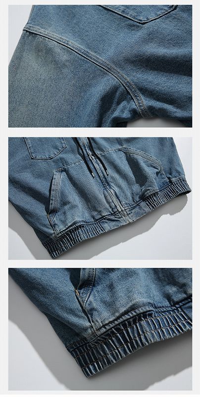 メンズ フード付き デニム ジャケット 男女兼用 ストリート系 アウター  春秋 2026新作★