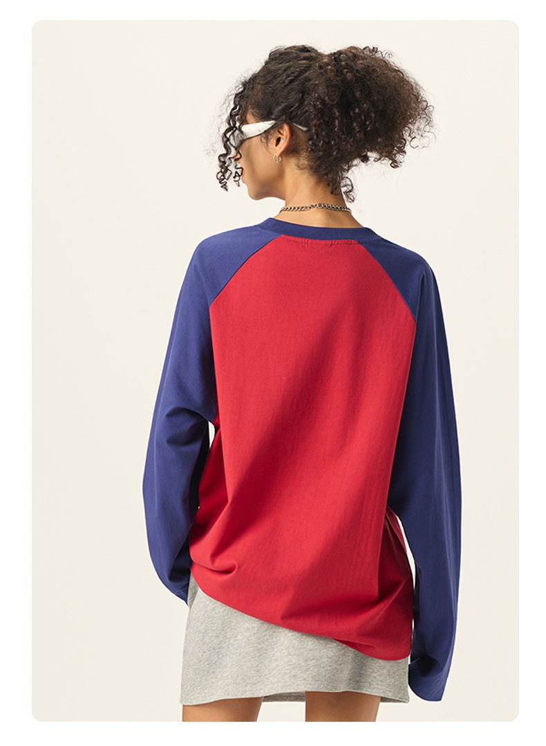 メンズ 長袖Tシャツ 配色切替 ラグラン袖 アメカジ風 ヴィンテージデザイン カットソー トップス★全6色