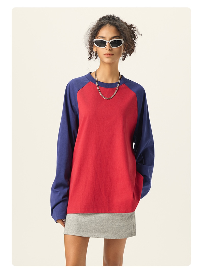 メンズ 長袖Tシャツ 配色切替 ラグラン袖 アメカジ風 ヴィンテージデザイン カットソー トップス★全6色