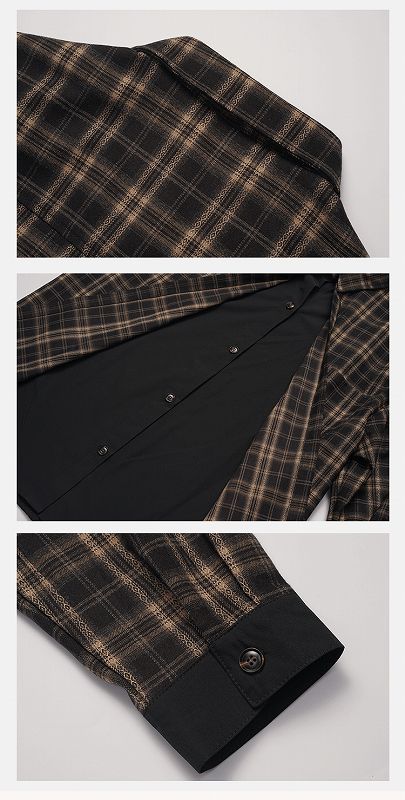 メンズ 偽二枚二重 チェック柄 長袖 シャツ 男女兼用 ストリート系 トップス 春秋 2026新作★全2色