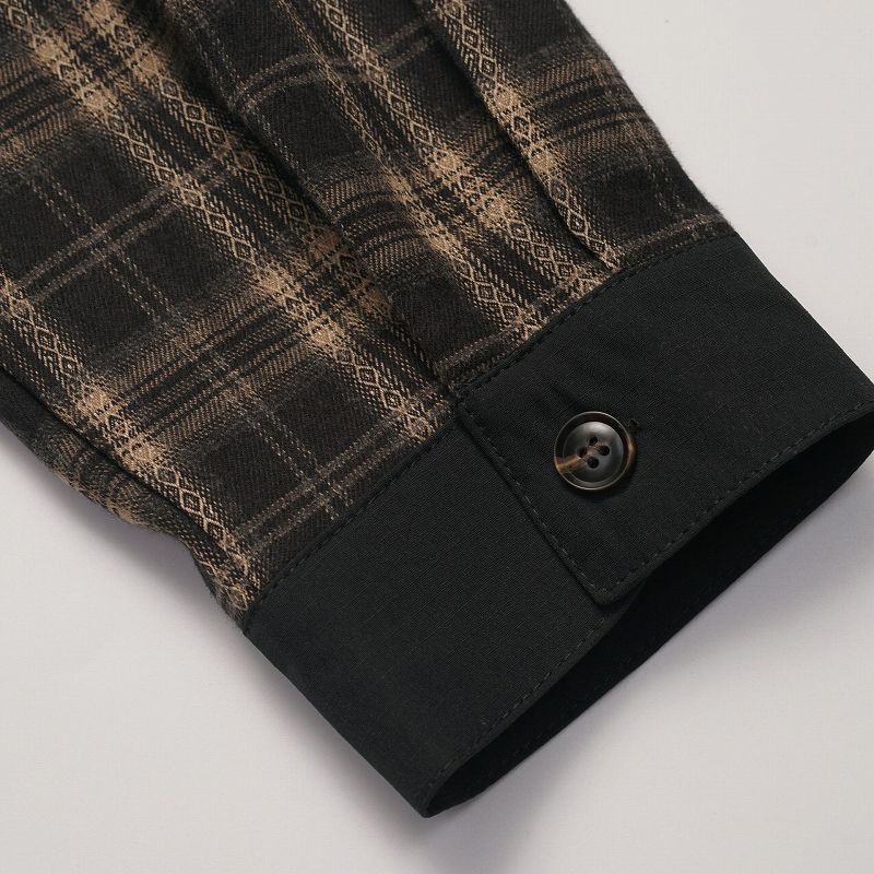 メンズ 偽二枚二重 チェック柄 長袖 シャツ 男女兼用 ストリート系 トップス 春秋 2026新作★全2色