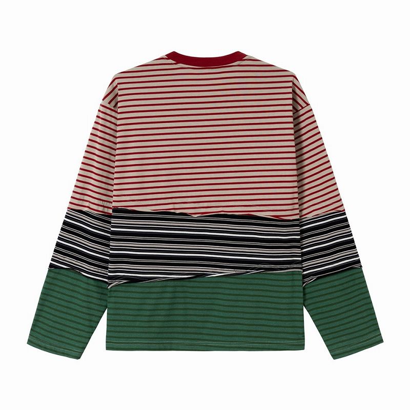 メンズ ボーダー柄 長袖 Tシャツ 男女兼用 ストリート系 トップス 春夏 2026新作★