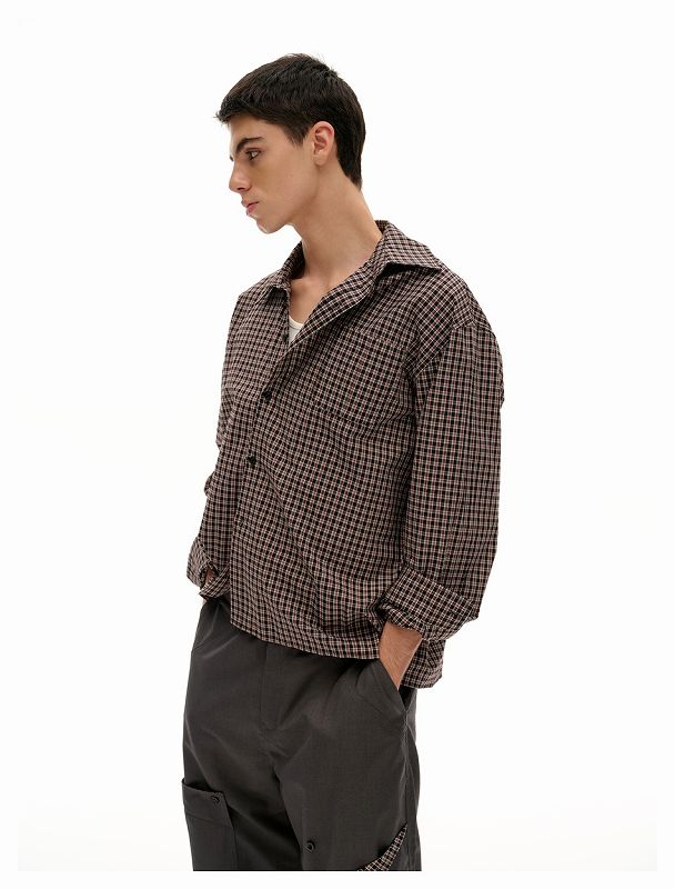 メンズ チェック柄 長袖 シャツ 男女兼用 ストリート系 トップス  春秋 2026新作★