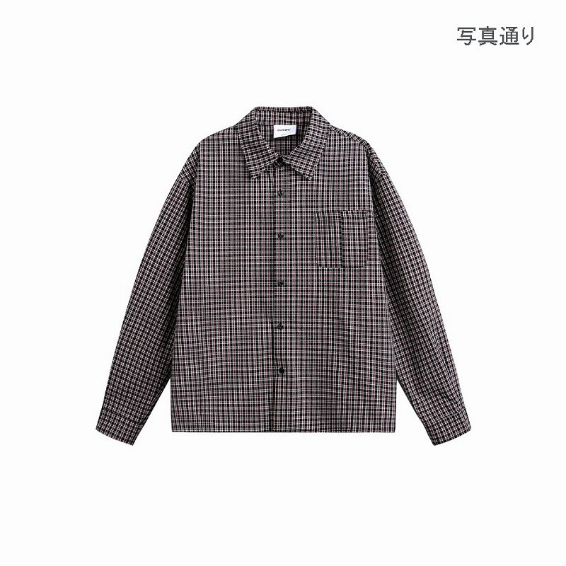 メンズ チェック柄 長袖 シャツ 男女兼用 ストリート系 トップス  春秋 2026新作★