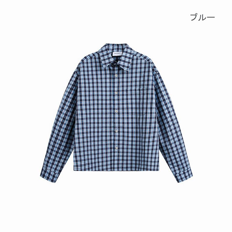 メンズ チェック柄 長袖 シャツ 男女兼用 ストリート系 トップス 春秋 2026新作★全2色