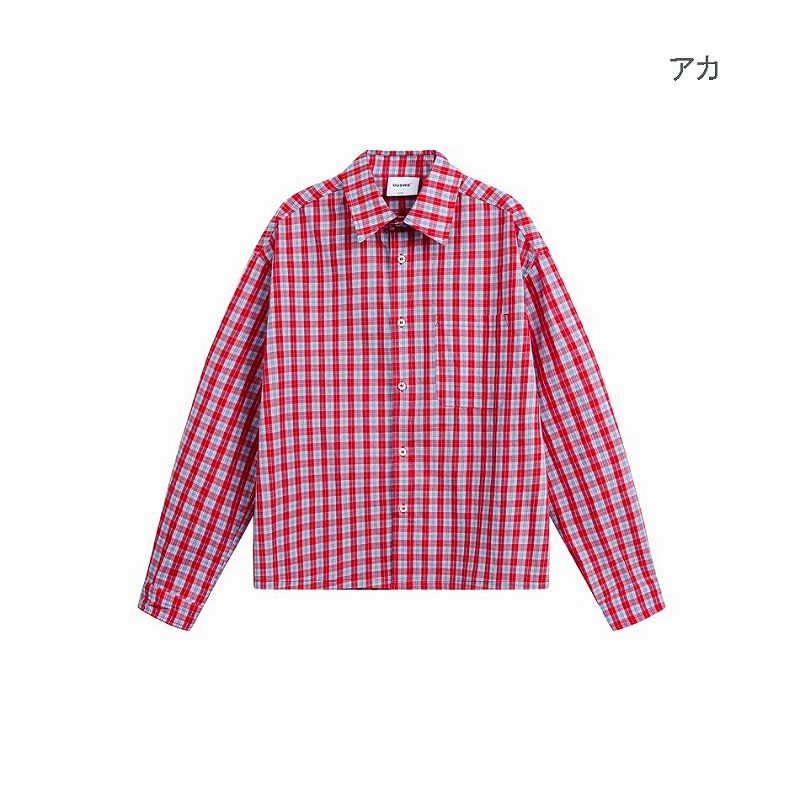メンズ チェック柄 長袖 シャツ 男女兼用 ストリート系 トップス 春秋 2026新作★全2色