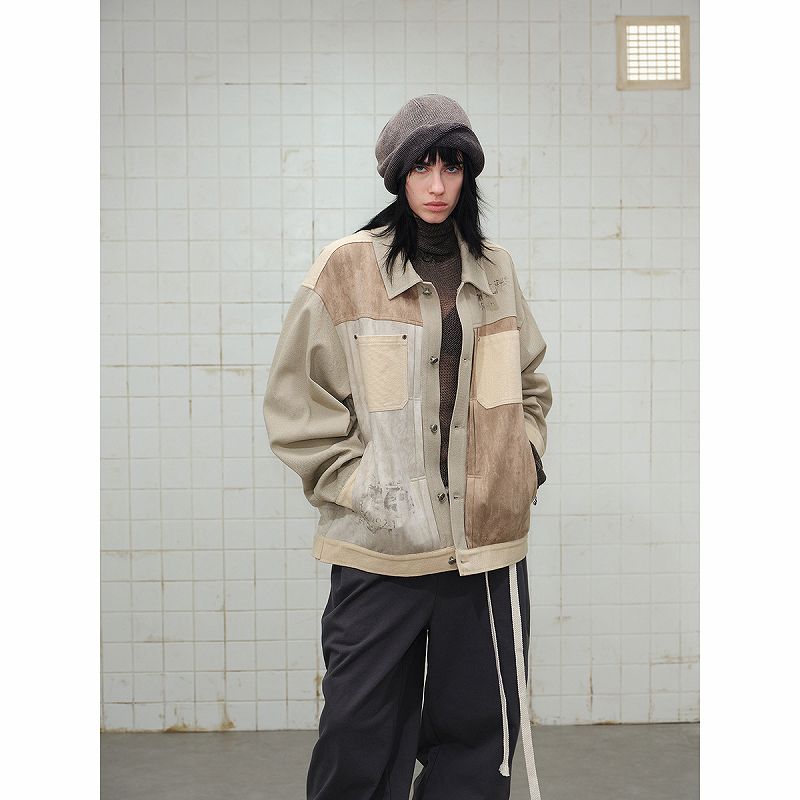 メンズ ビンテージ風 ジャケット 男女兼用 ストリート系 防寒アウター 春秋 2026新作★