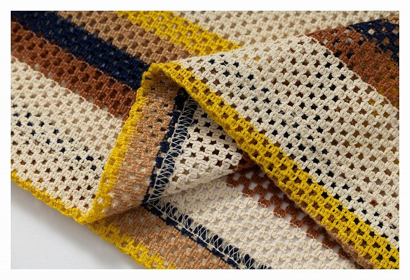 メンズ ボーダー柄 クロシェ ポロシャツ 男女兼用 ストリート系 トップス 春夏 2026新作★