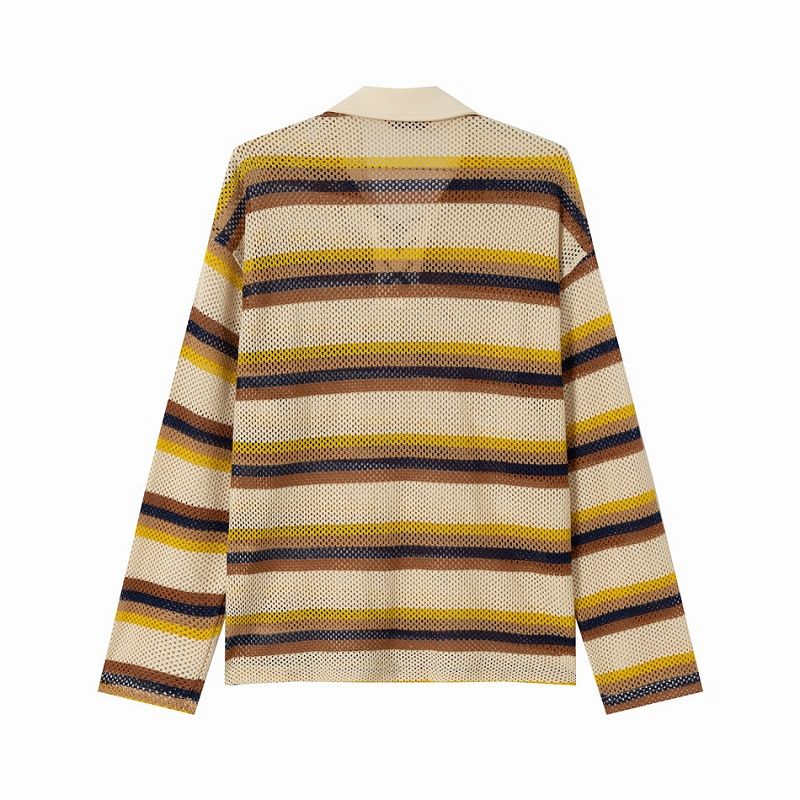 メンズ ボーダー柄 クロシェ ポロシャツ 男女兼用 ストリート系 トップス 春夏 2026新作★