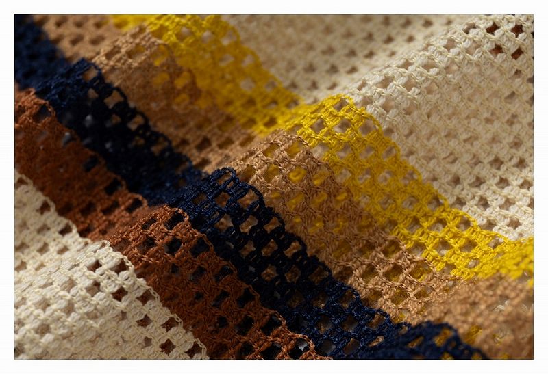 メンズ ボーダー柄 クロシェ ポロシャツ 男女兼用 ストリート系 トップス 春夏 2026新作★