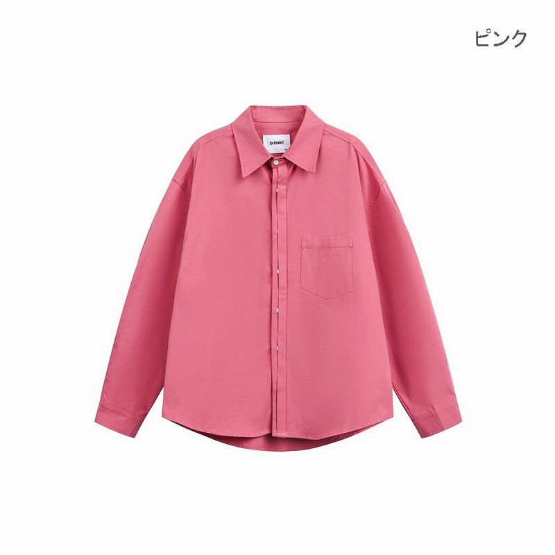 メンズファッション 無地 長袖 シャツ 男女兼用 ストリート系 トップス 春秋 2026新作★全3色