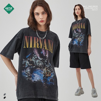 メンズファッション ビンテージ風 半袖Tシャツ 男女兼用