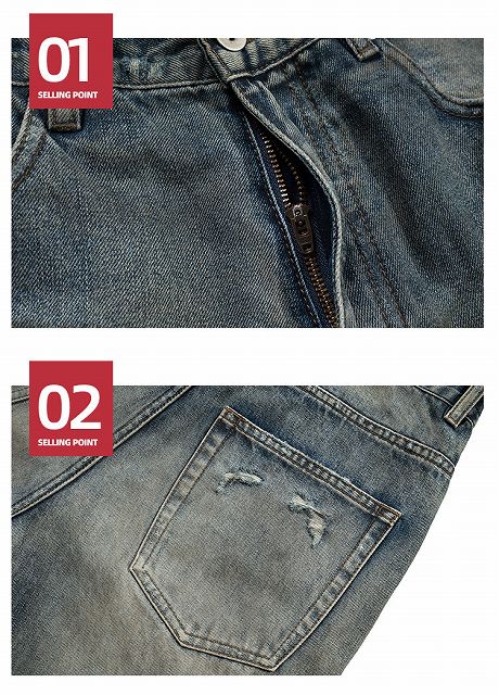 メンズ ダメージ加工 デニムパンツ 男女兼用 ストリート系 ボトムス 春