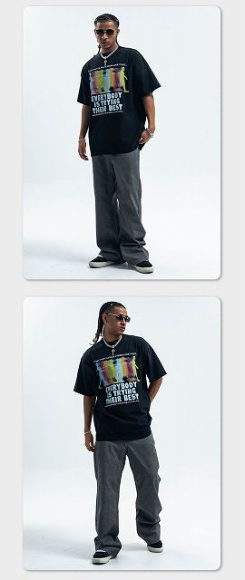 メンズファッション ビンテージ風 半袖Tシャツ 男女兼用 ストリート系