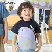 キッズ Tシャツ 半袖 プリントT ベビー トップス くじら クジラ アニマル 動物 くま 男の子 女の子【ZOOMIC ズーミック】 カットソー 肩ボタン 天竺 バックプリント キャラクター クマ 海 生き物 白 ホワイト ネイビー 子ども 80 90 95 100 110 120 130