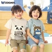 キッズ Tシャツ 半袖 アニマル ぺんぎん ペンギン アザラシ 動物 くま 男の子 女の子【ZOOMIC ズーミック】 ベビー トップス カットソー チェック切り替え 肩ボタン 天竺 プリント バックプリント キャラクター クマ パンダ 海 生き物 子ども 80 90 95 100 110 120 130