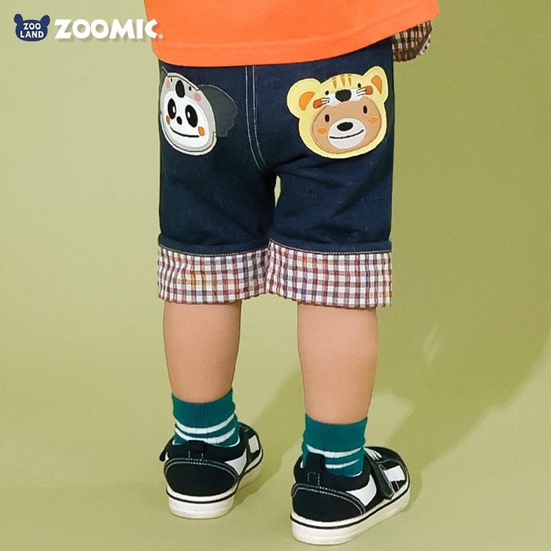 アニマルアップリケ刺繍ロールアップハーフパンツ【ZOOMICズーミック】