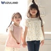 ガールズ Tシャツ 半袖 花柄 フリル レイヤード風 重ね着風 ギャザー チュニック 切り替え 女の子 キッズ ベビー チャーム付【UZULAND ウズランド】半袖Tシャツ フリルトップス カットソー ジャカード 襟付き フラワー 花 総柄 ピンク イエロー 80 90 95 100 110 120 130