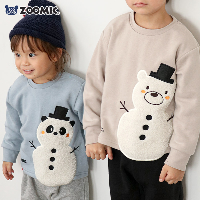 雪だるまボアアップリケトレーナー【ZOOMICズーミック】