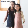 ガールズ サロペット ジャンパースカート ニットデニム 女の子 ガールズ キッズ ベビー ( 80-130cm )【 UZULAND ウズランド 】 オールインワン ワンピース フロントボタン フロントポケット ピンク ネイビー インディゴ 秋物 80cm 90cm 95cm 100cm 110cm 120cm 130cm