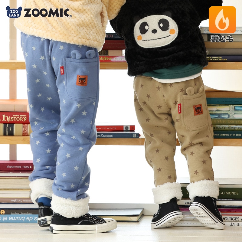 キッズ ロングパンツ 10分丈 裏起毛 起毛あり ボア 長ズボン 男の子 女の子 総柄 星 スター 動物 アニマル くま パンダ バックポケット ( 80-130cm )【 ZOOMIC ズーミック】 ベビー ズボン 伸縮 ストレッチ スウェット キャラクター 80cm 90cm 95cm 100cm 110cm 120cm 130cm