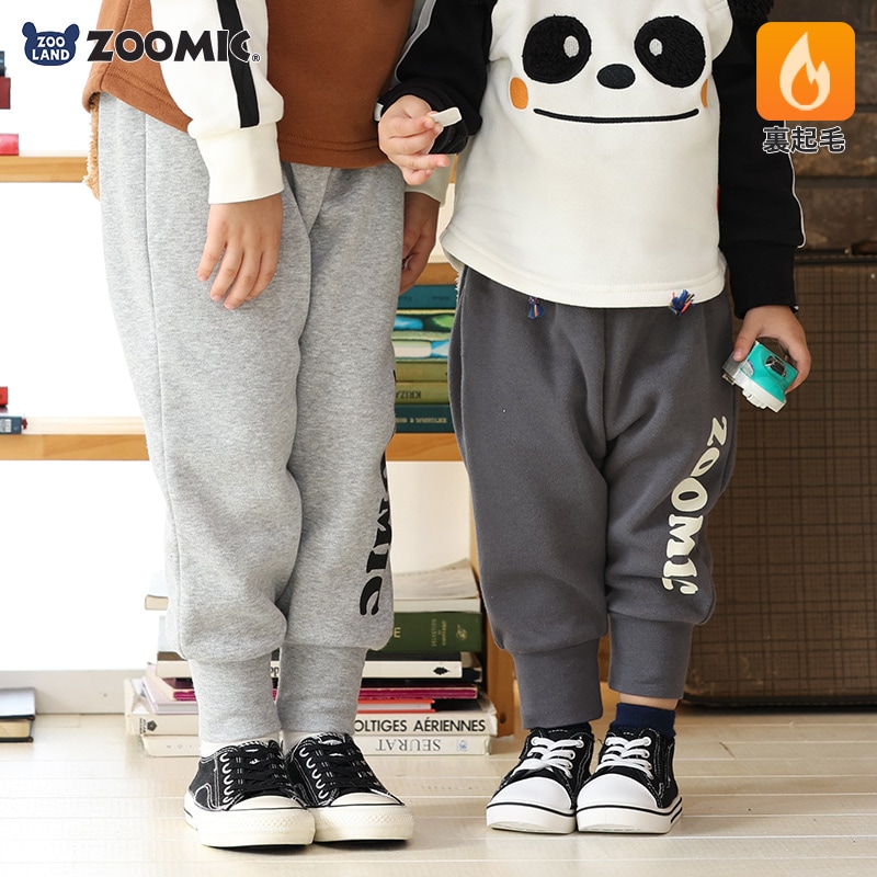 キッズ ロングパンツ 10分丈 裏起毛 起毛あり 長ズボン 男の子 女の子 切替 動物 アニマル くま パンダ バックプリント ( 80-130cm )【 ZOOMIC ズーミック 】 ベビー ズボン 伸縮 裾リブ ストレッチ スウェット ロゴ キャラクター 80cm 90cm 95cm 100cm 110cm 120cm 130cm