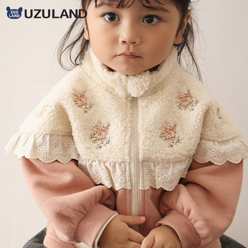 花刺繍ボアフリース切替ジャケット【Uzulandウズランド】