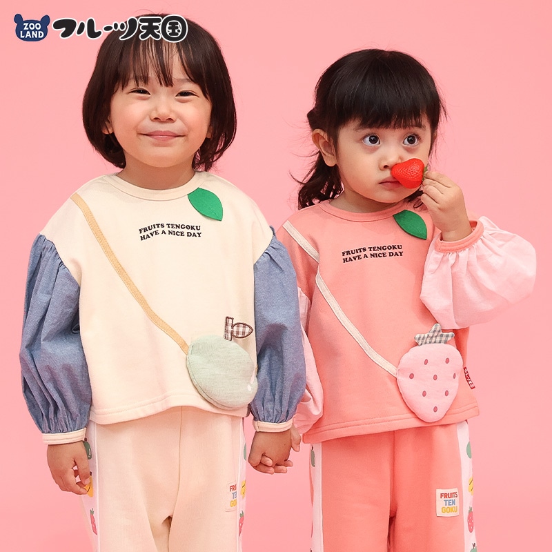 グリーンアップル/イチゴのポシェット風トレーナー【フルーツ天国】