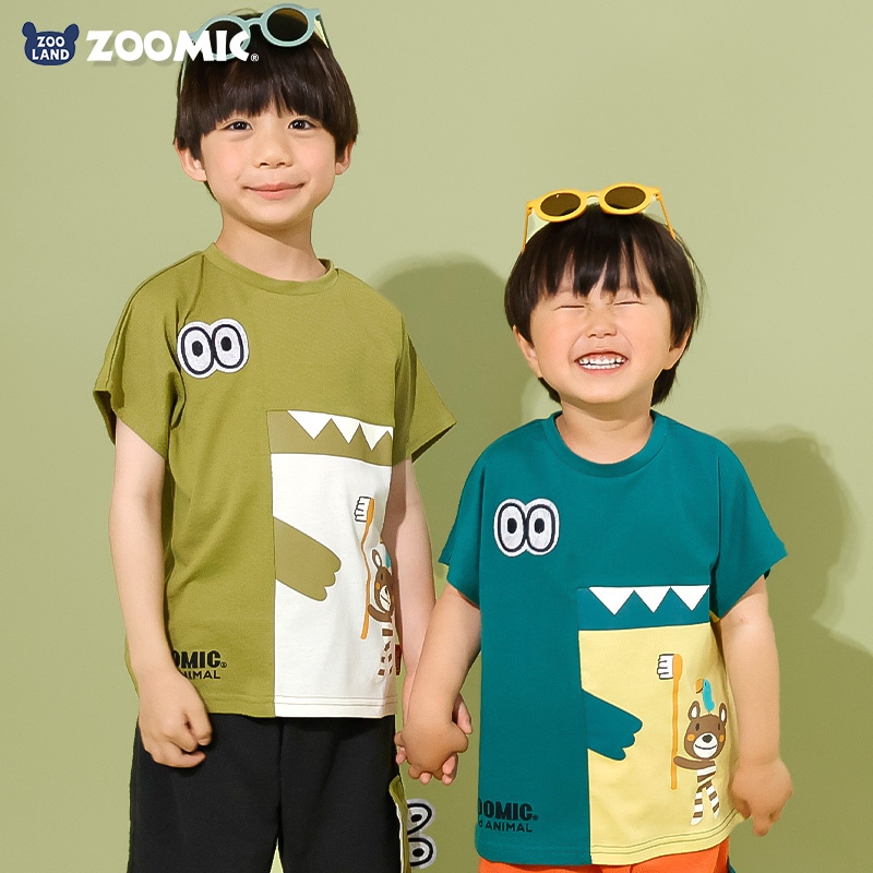 ワニさんモチーフ切替Tシャツ【ZOOMICズーミック】