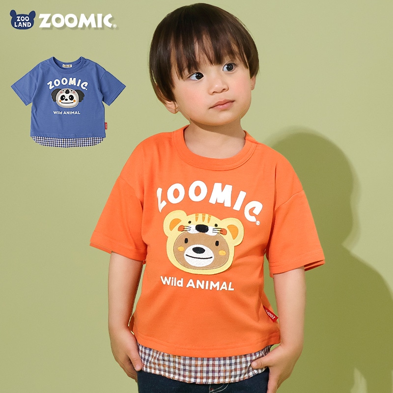 アニマルアップリケ刺繍レイヤード風Tシャツ【ZOOMICズーミック】
