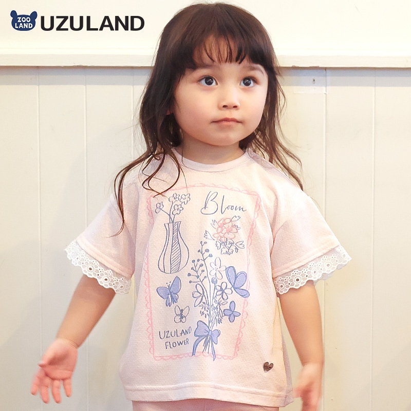 フラワープリント半袖Tシャツ【Uzulandウズランド】