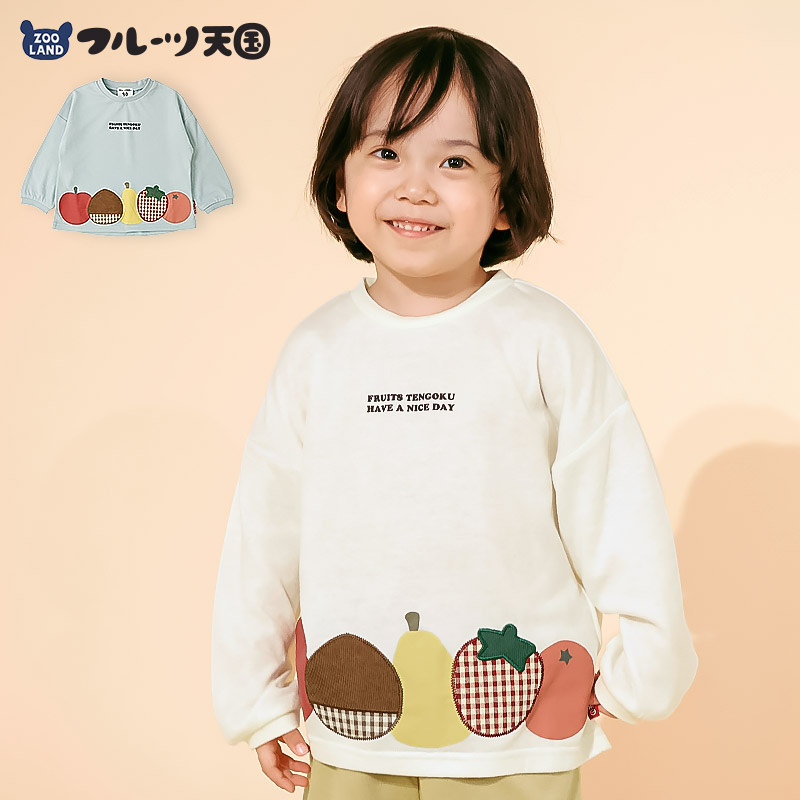 フルーツアップリケ長袖Tシャツ【フルーツ天国】｜80-130cm