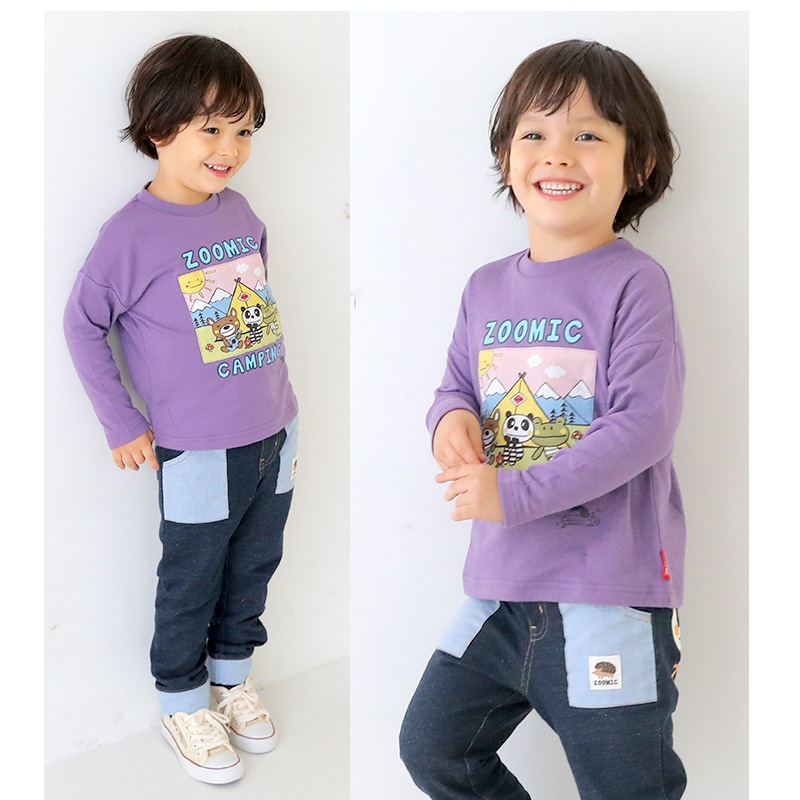 子供服 ロンT トップス ズーミック ロンT アップリケ プリント 長袖 T