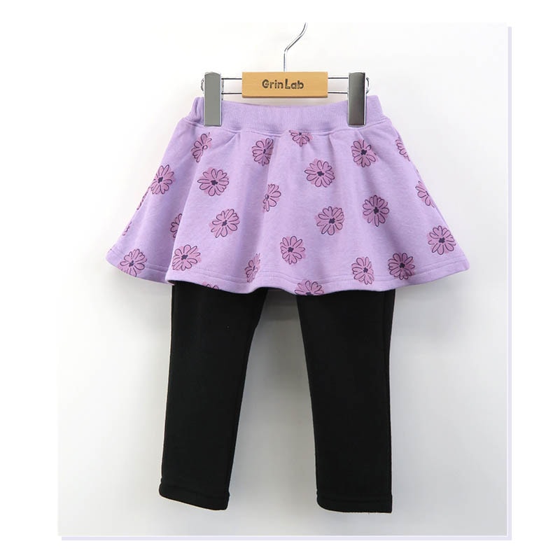 キッズ 裏起毛 スカッツ 女の子 ( 80-130cm) 【 GrinLab グリンラボ 】 子供服 ボトムス ガールズ 総柄 チェリー フラワー 長ズボン 80cm 90cm 95cm 100cm 110cm 120cm 130cm