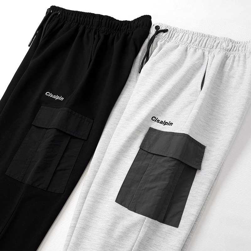 ジョガーパンツ カーゴパンツ 子供服 男の子 女の子 小学生 中学生 ファッション キッズ ジュニア パンツ 長ズボン ロングパンツ ポケット付き 裾リブ 異素材 切替 ストリート スケート 大人っぽい ダンス スポーツ ブラック 杢グレー 130 140 150 160 秋服