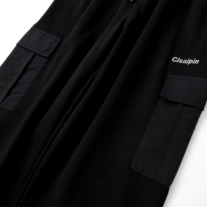 ジョガーパンツ カーゴパンツ 子供服 男の子 女の子 小学生 中学生 ファッション キッズ ジュニア パンツ 長ズボン ロングパンツ ポケット付き 裾リブ 異素材 切替 ストリート スケート 大人っぽい ダンス スポーツ ブラック 杢グレー 130 140 150 160 秋服