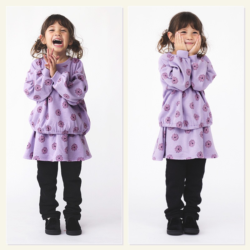 キッズ トレーナー 裏起毛 女の子 総柄 チェリー フラワー 子供服 長袖 トップス ( 80-130cm )【 GrinLab グリンラボ 】 ガールズ かわいい 花柄 冬服 スウェット ベビー服 80 90 95 100 110 120 130 