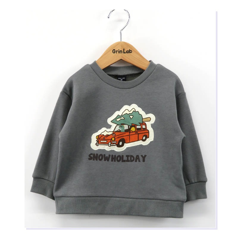 キッズ トレーナー 裏起毛 ぷっくり アップリケ 子供服 長袖 男の子 女の子 トップス 裏シャギー ( 80-130cm )【 GrinLab グリンラボ 】 ユニセックス かわいい 冬服 スウェット ベビー服 80 90 95 100 110 120 130 