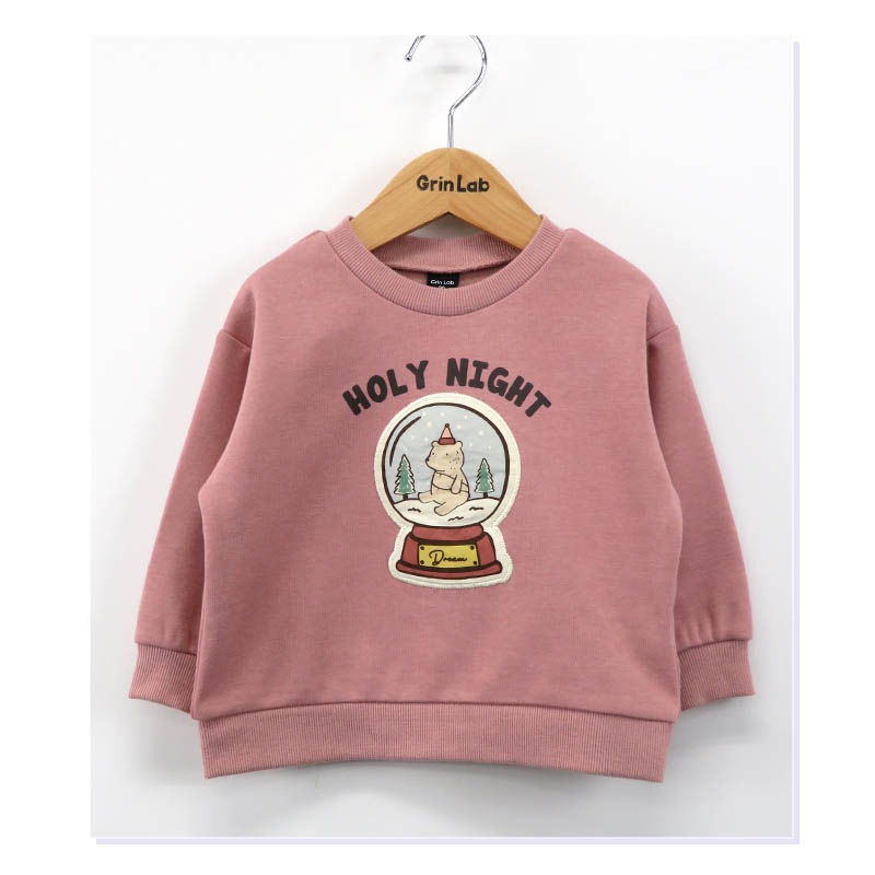 キッズ トレーナー 裏起毛 ぷっくり アップリケ 子供服 長袖 男の子 女の子 トップス 裏シャギー ( 80-130cm )【 GrinLab グリンラボ 】 ユニセックス かわいい 冬服 スウェット ベビー服 80 90 95 100 110 120 130 