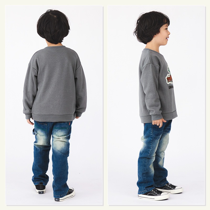 キッズ トレーナー 裏起毛 ぷっくり アップリケ 子供服 長袖 男の子 女の子 トップス 裏シャギー ( 80-130cm )【 GrinLab グリンラボ 】 ユニセックス かわいい 冬服 スウェット ベビー服 80 90 95 100 110 120 130 