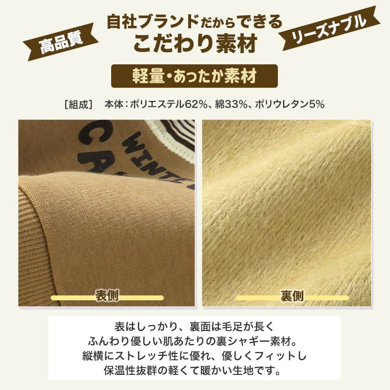 キッズ トレーナー 裏起毛 ぷっくり アップリケ 子供服 長袖 男の子 女の子 トップス 裏シャギー ( 80-130cm )【 GrinLab グリンラボ 】 ユニセックス かわいい 冬服 スウェット ベビー服 80 90 95 100 110 120 130 