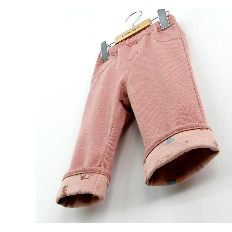 子供服 ボトムス 女の子 うさぎ ポケット 折り曲げ 7分丈 パンツ ( 80-130cm )【 UZURABBIT ウズラビット 】 キッズ ベビー ベビー服 おしゃれ かわいい 二次加工 切替 女子 女児 こども服 ベビー服 秋 春 ウサギ 兎 卯年