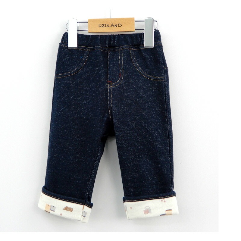 子供服 ボトムス 女の子 うさぎ ポケット 折り曲げ 7分丈 パンツ ( 80-130cm )【 UZURABBIT ウズラビット 】 キッズ ベビー ベビー服 おしゃれ かわいい 二次加工 切替 女子 女児 こども服 ベビー服 秋 春 ウサギ 兎 卯年