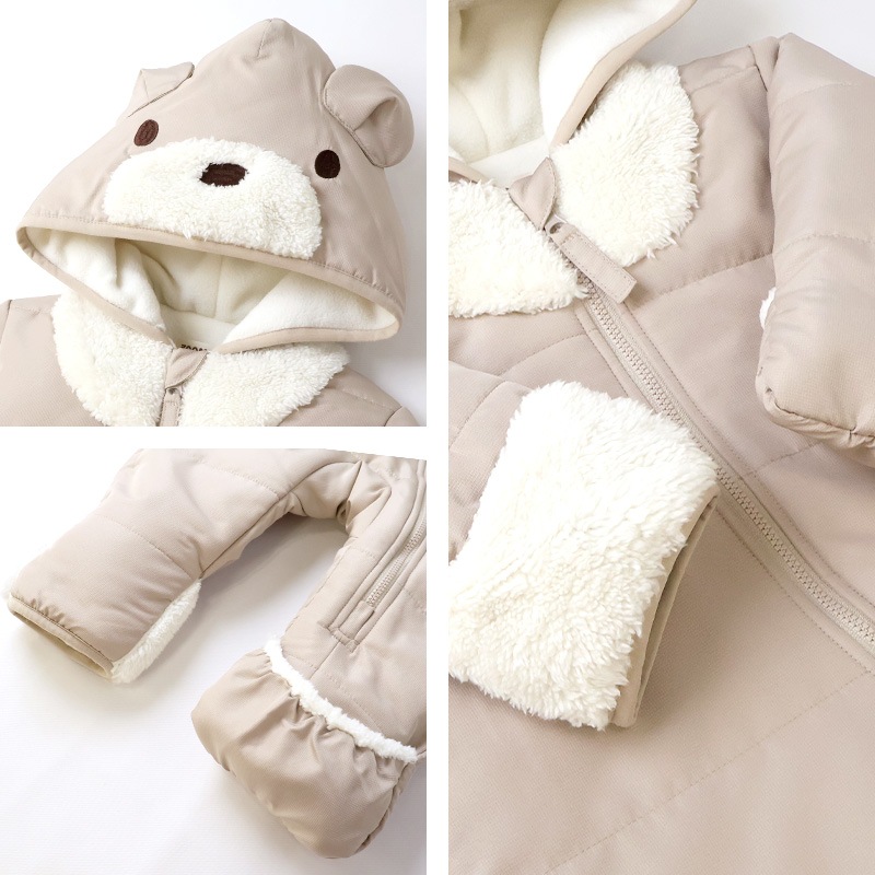 ベビー おくるみ ジャンプスーツ 中綿入り 撥水加工 防寒 保温